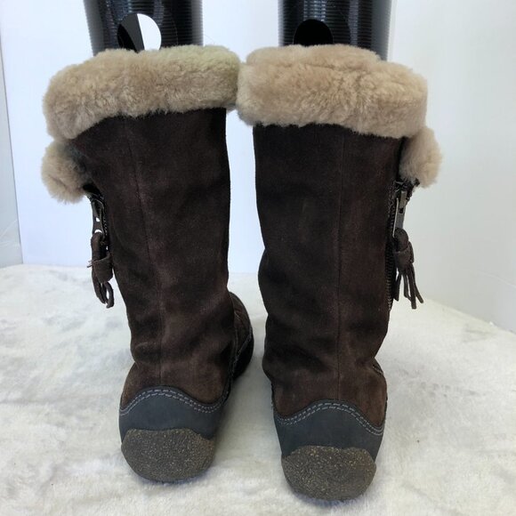 Clarks Brown Suede Side Zip Fur Lined Winter Boots Size 7.5 - Picture 6 of 16
